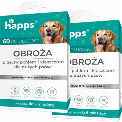 Happs Flea & Tick Collar for Large Dogs - 2 pieces